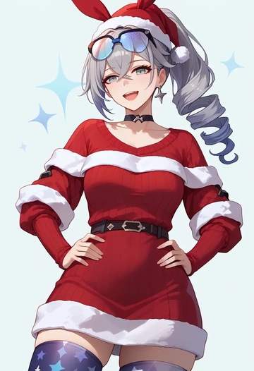 star rail,silver wolf,Christmas,sweater dress,stockings  - AI generated anime art